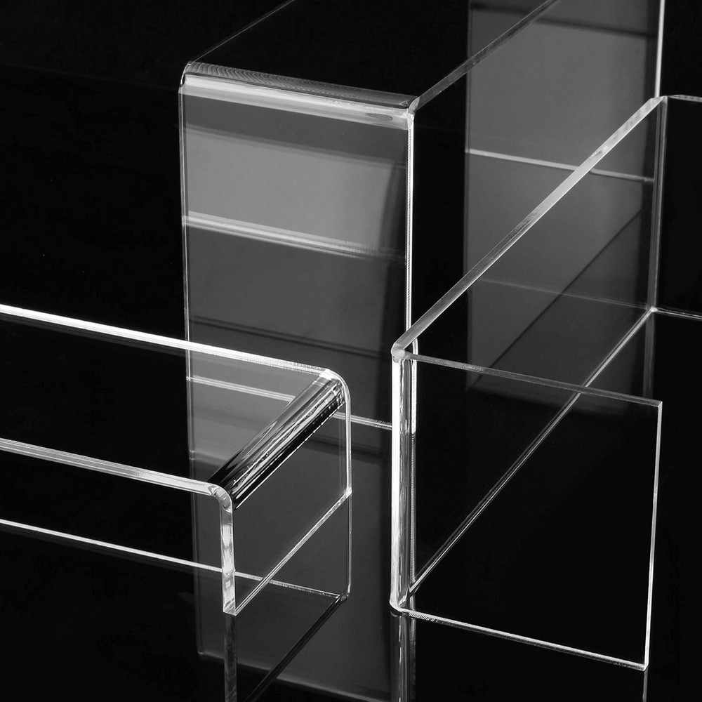 Large Acrylic Display Risers, 2 Sets11.2”L~11.6”L~12”L Clear Rectangular Show...