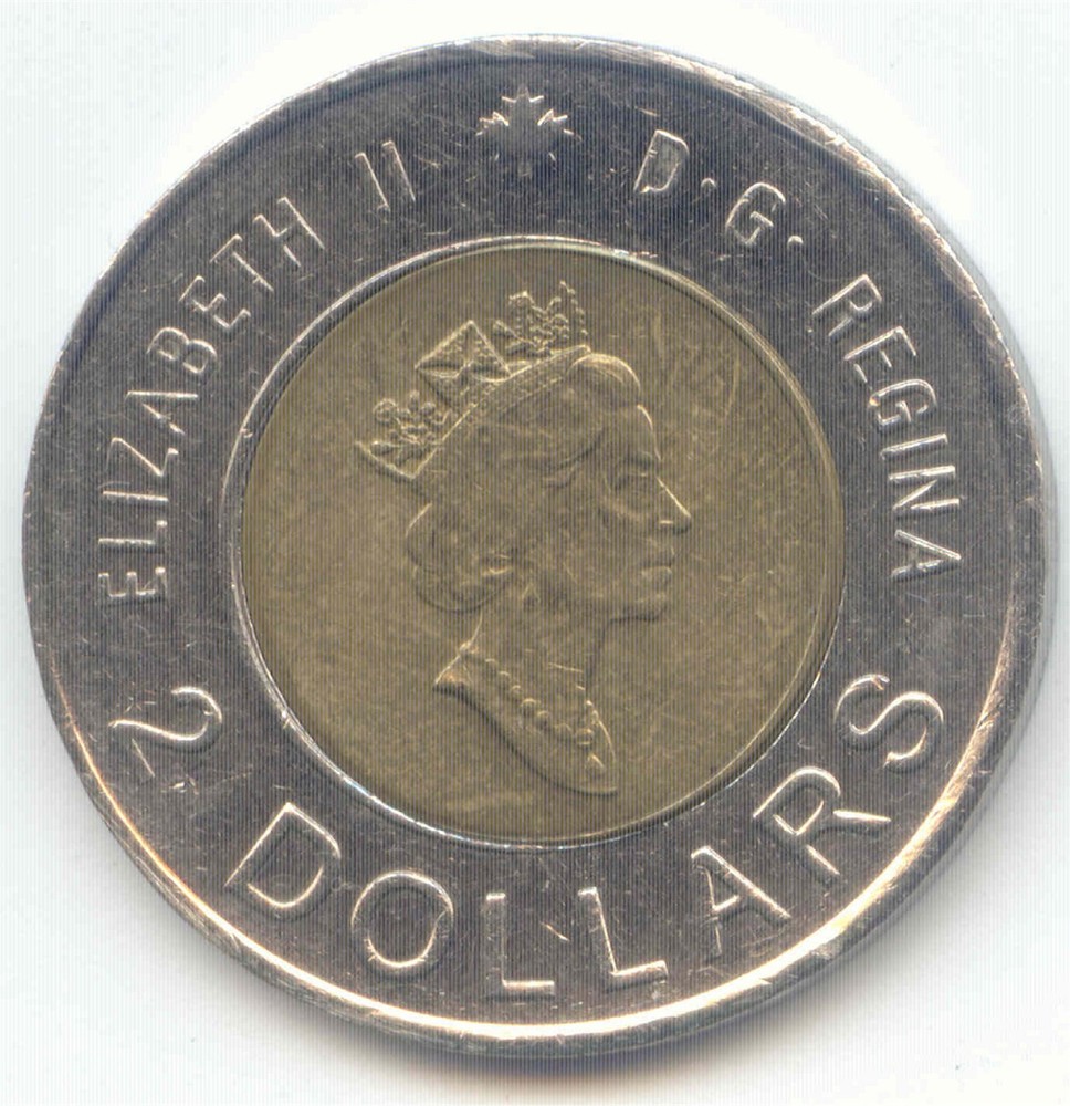 Canada 2000 Knowledge Toonie Canadian $2 Two Dollar Slight Core Error Coin