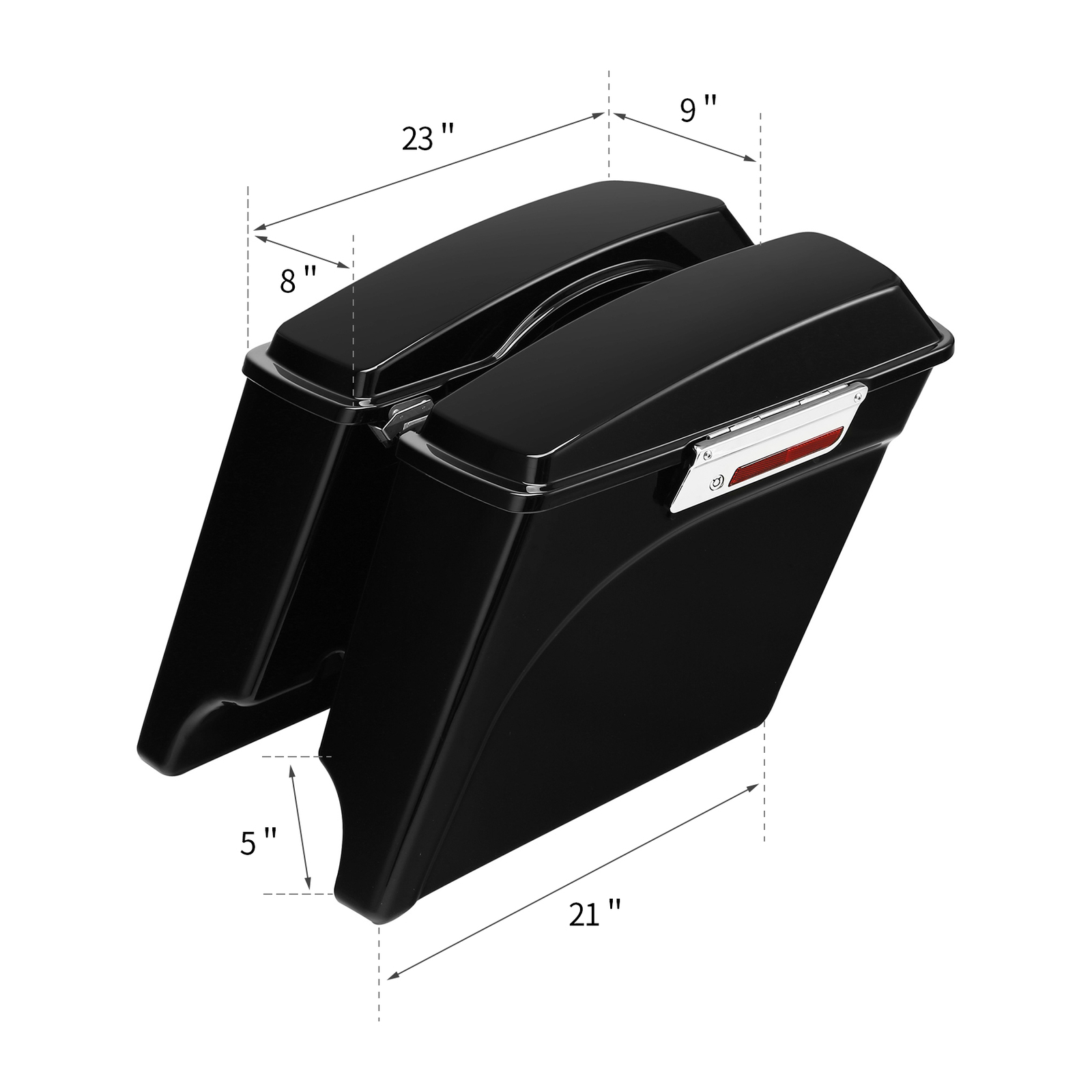 5" Vivid Black Stretched Extended Hard Saddlebags Fit For Harley Touring 93-13