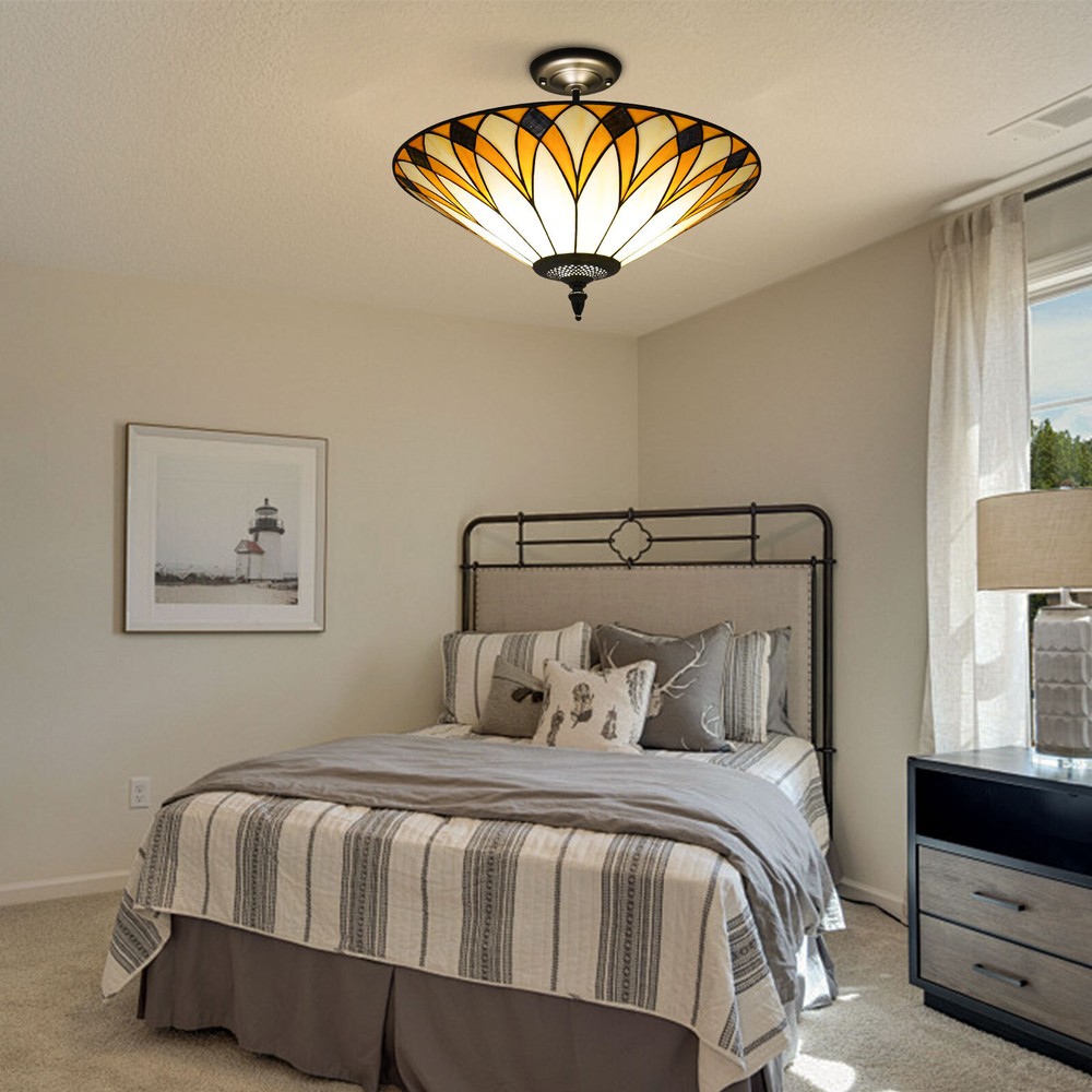 Ceiling Light, Stained Glass Ceiling Light Fixture, Flush Mount Ceiling Light US