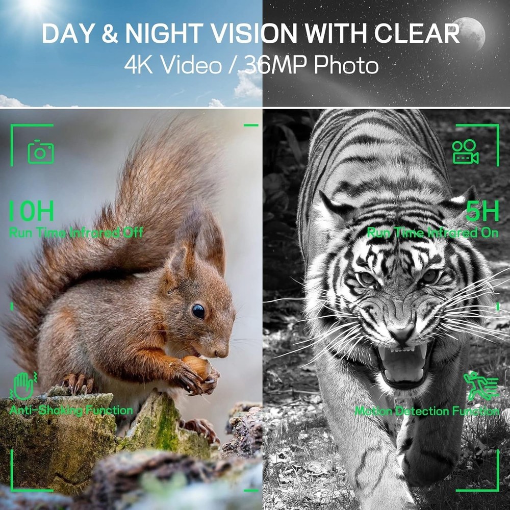 Advanced Night Vision Binoculars with 36MP & 4K Video for Nighttime Exploration