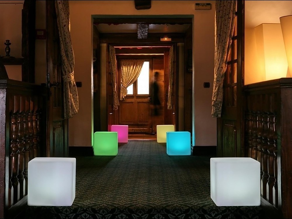 16-Inch Rechargeable LED Cube Chair with Remote Control & Color Changing Light