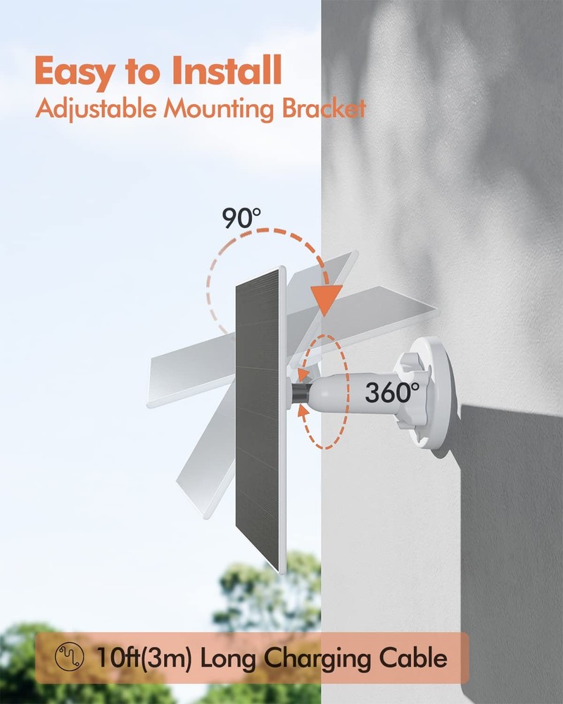 Dzees Solar Panel for USB-C Port Security Camera SPD3, Black and White