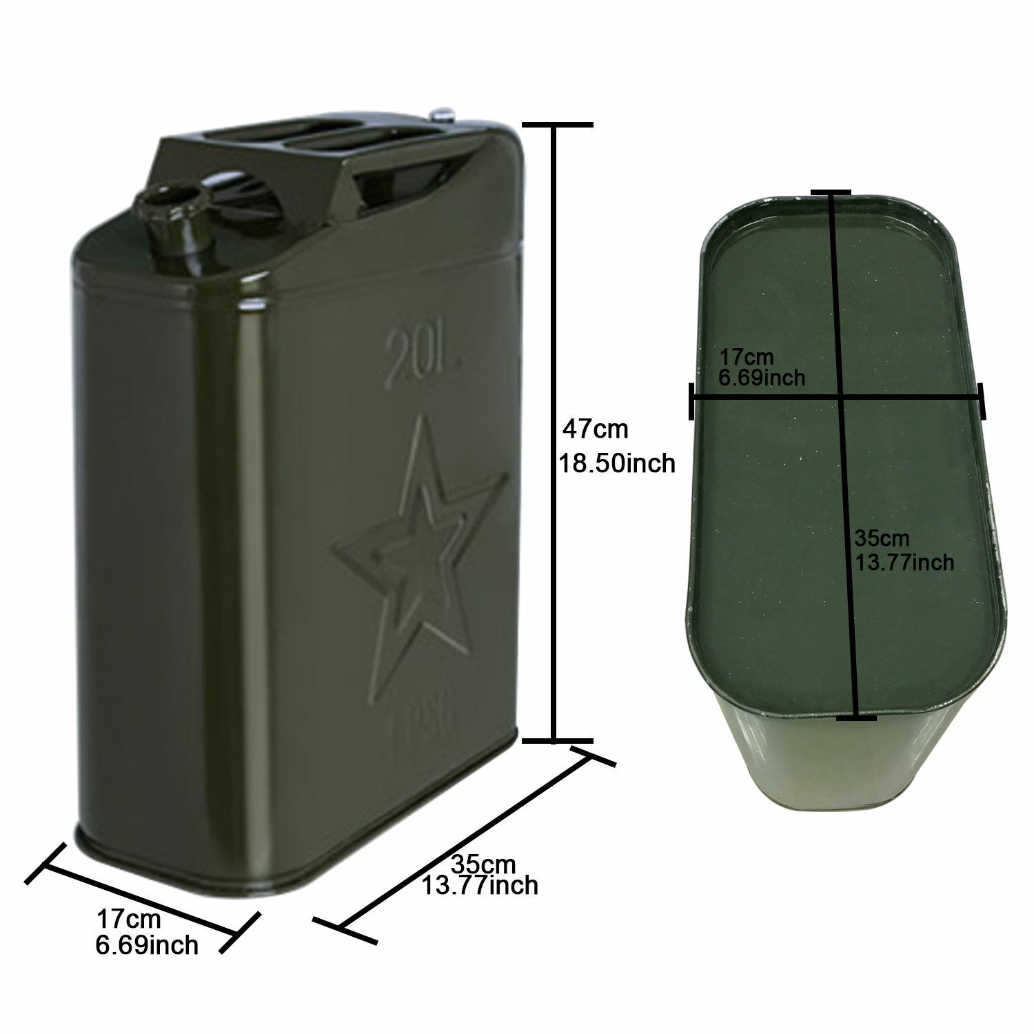 2PCS Jerry Can 5 Gallon 20L Can Metal Tank Emergency Backup Off-road