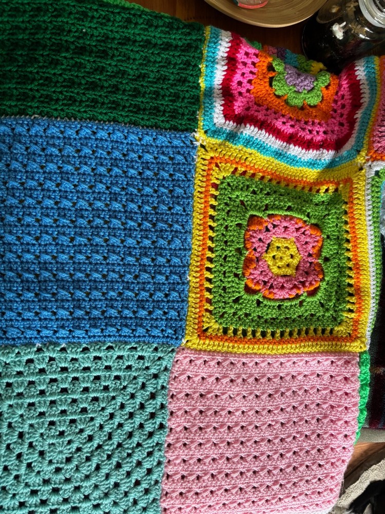 Hand Made Multicolor Afghan 53"x66" New