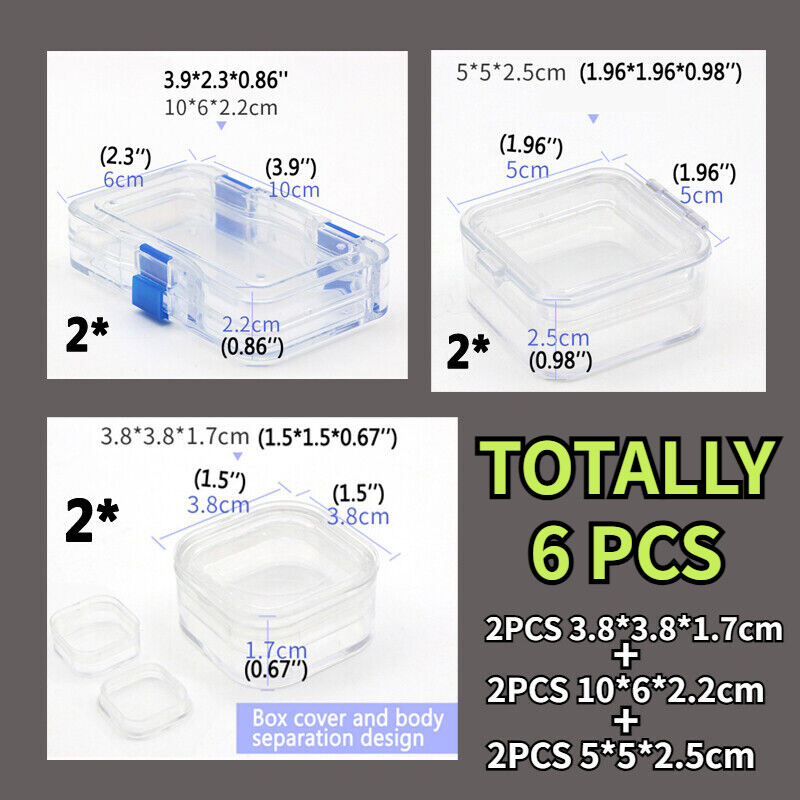 6 Pack Membrane Case Denture Box Inlay Fragile Hinged Display For False Teeth