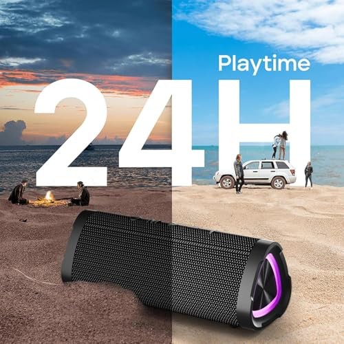Bluetooth Speaker, V40 Portable Bluetooth Speaker, IPX7 Waterproof Charcoal