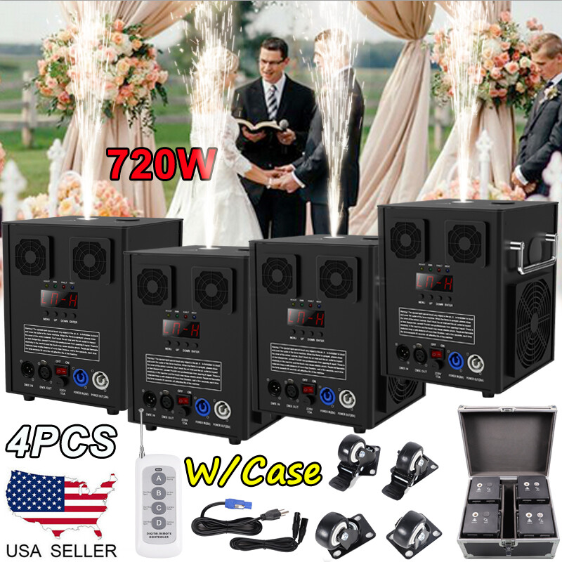 4PCS Large Cold Spark Machine 700W DMX Stage Firework Machine 6.6-9.8ft Wedding