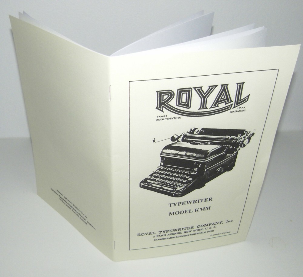 ROYAL KMM TYPEWRITER INSTRUCTIONS REPRODUCTION