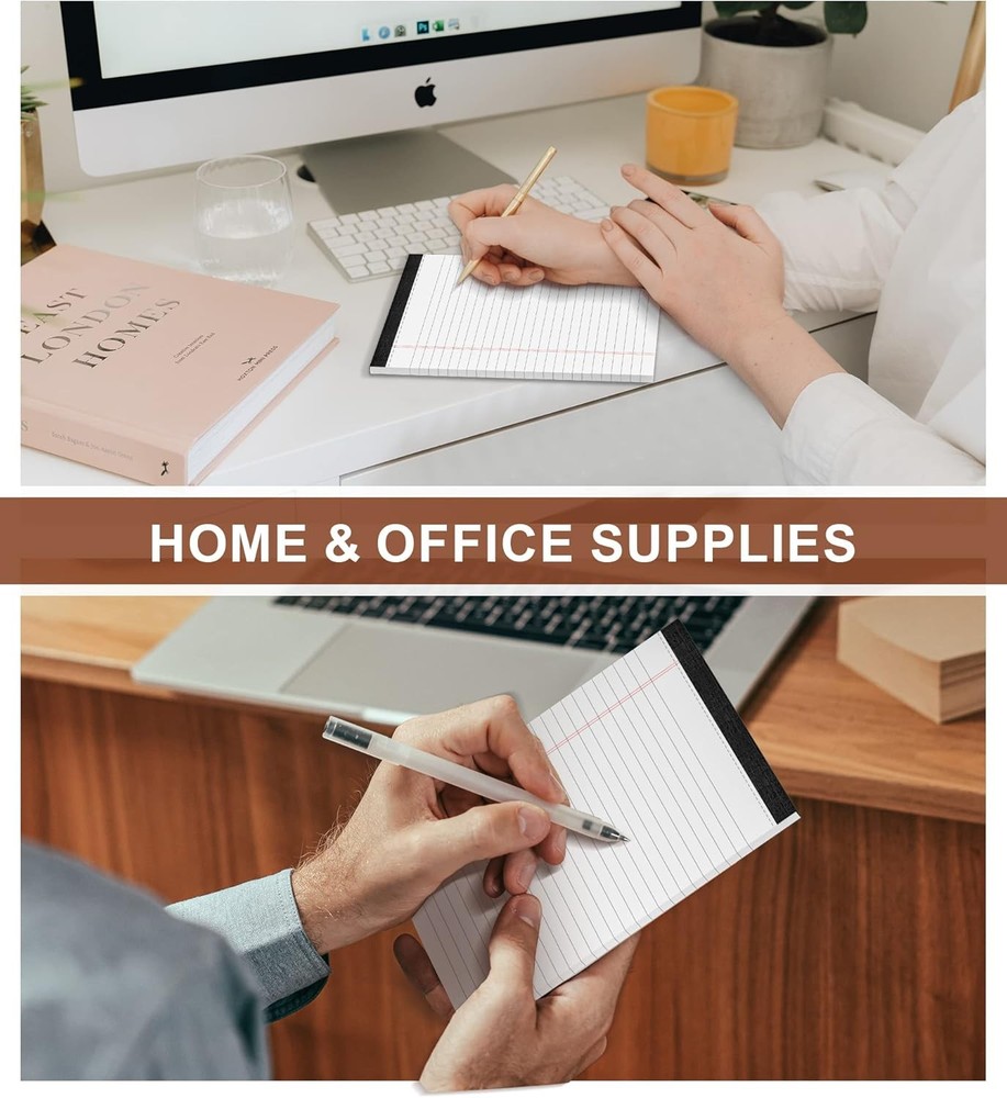 Note Pads 5x8 Small Legal White Notepad, 6 Pack, Narrow In,