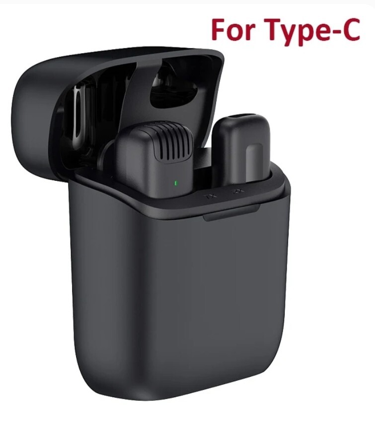 Microfono Mini inalambrico Para Celular Camara Solapa Estuche de Carga Type-C