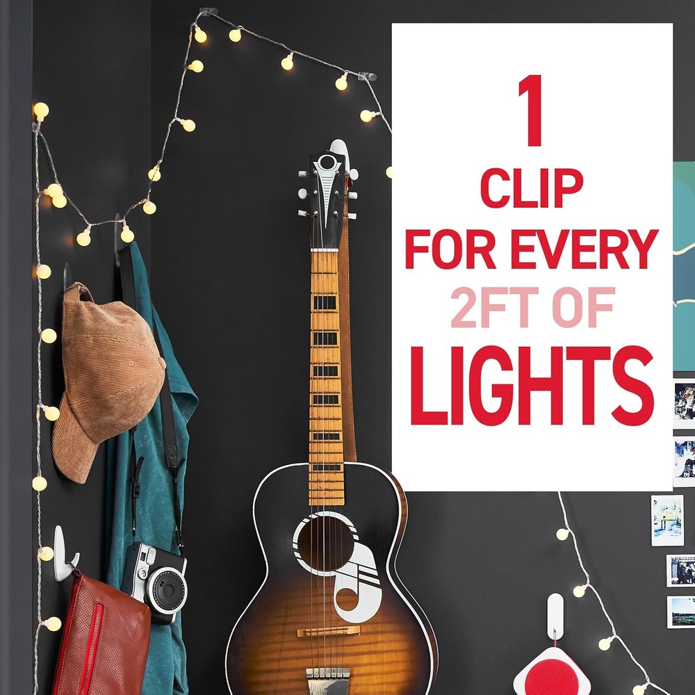 Command Mini Light Clips 45 Clear + 54 Strips Indoor Damage-Free Christmas Light