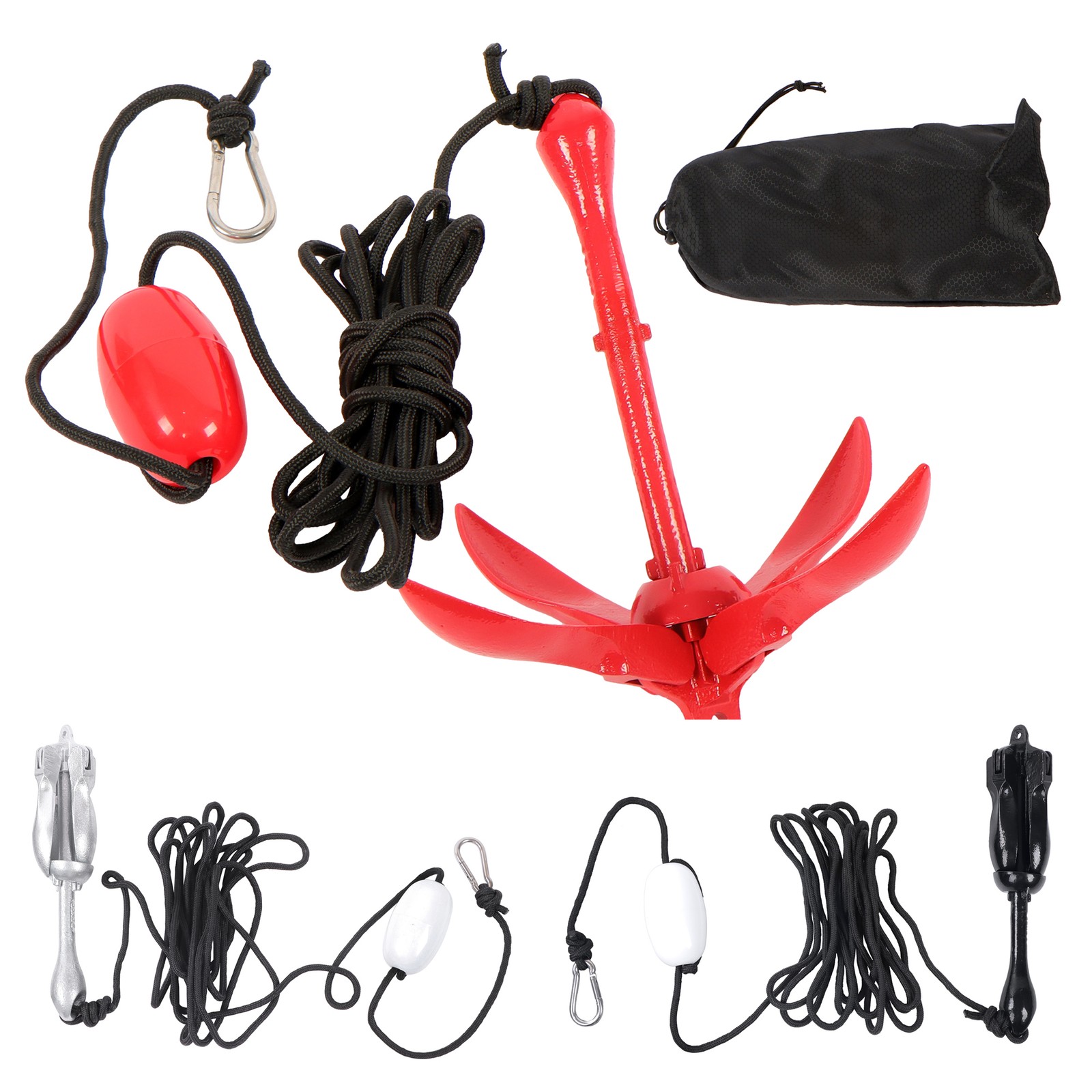 Portable Folding Marine Anchor Kit PWC Raft Boat Kayak Canoe 1.5/3.3/5.5/7.05LB