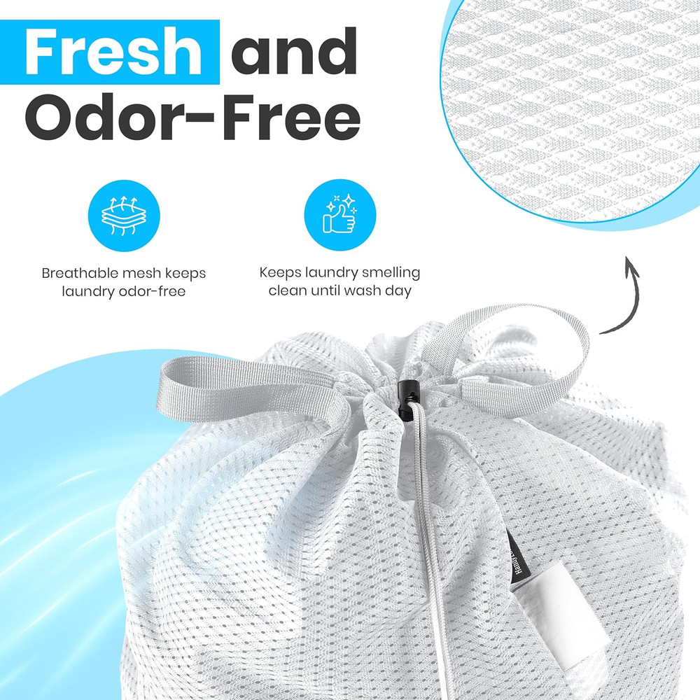 Large Mesh Laundry Bags - 2-Pack Heavy Duty with Handles & Drawstring - Machine