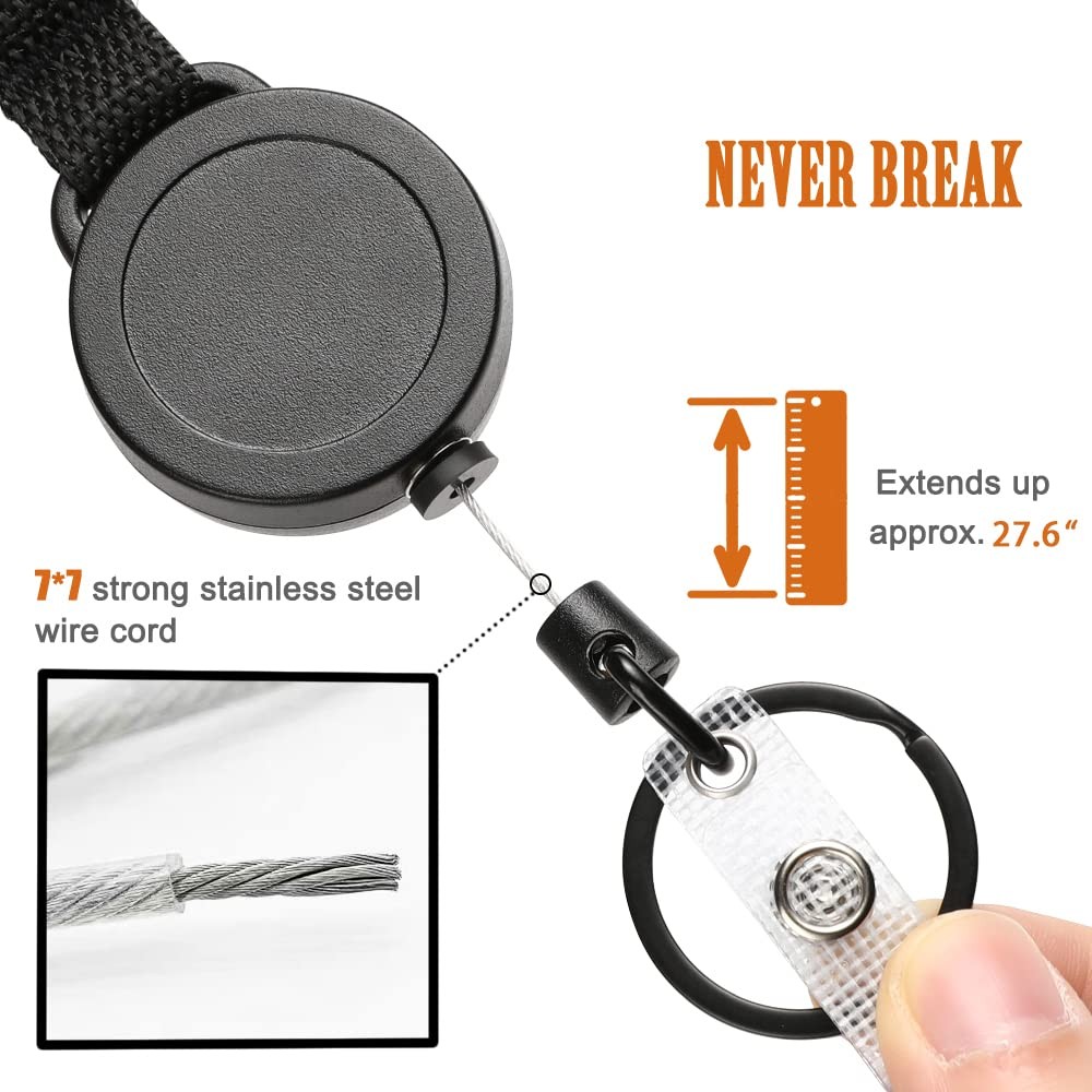 2 Pack Retractable Keychain, Multitool Carabiner Badge Holder, 8oz Retraction...