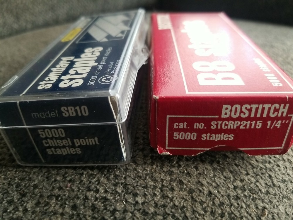 2 Boxes Stanley Bostitch SB10 Chisel Point Standard & B8 Staples 5000 count
