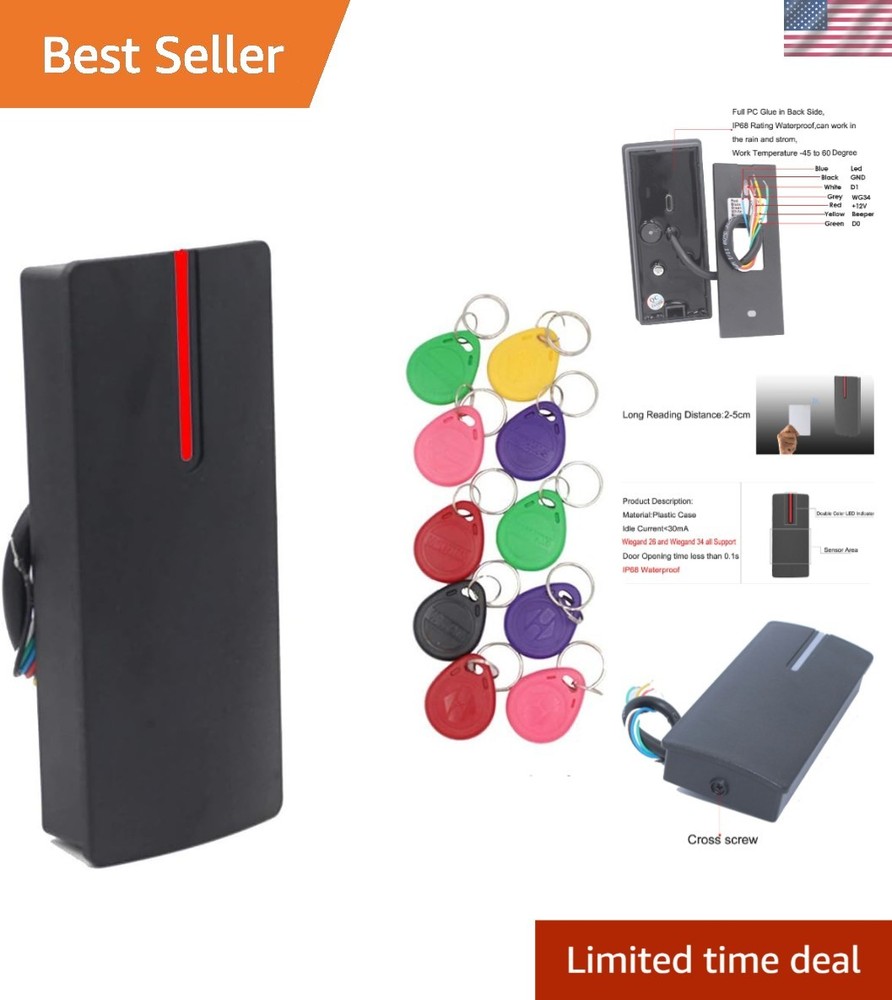 RFID Proximity Card Reader Wiegand 26 34 Bit Waterproof Access Control