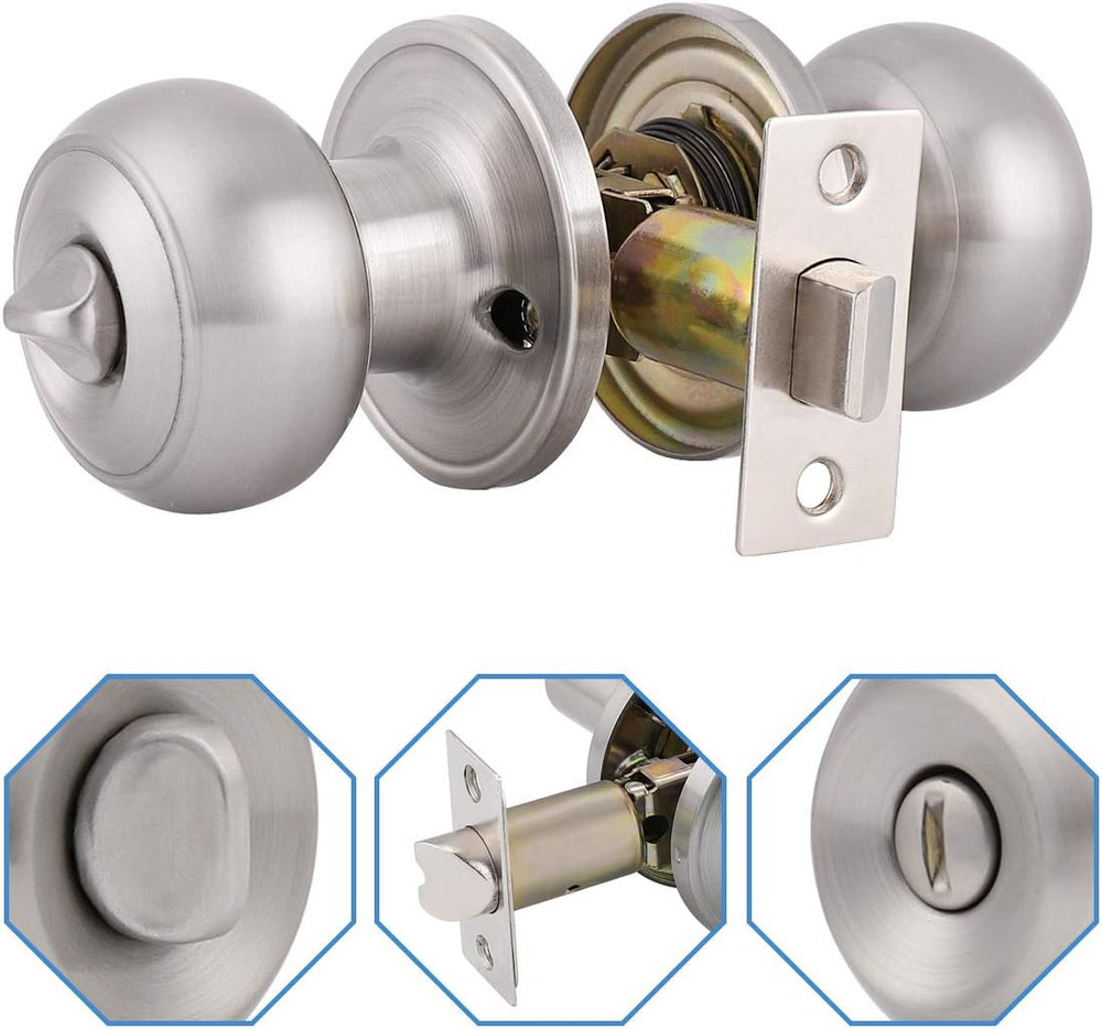 6 Pack Bathroom Bedroom Door Knobs Hardware, round Privacy Knobs Locksets Interi