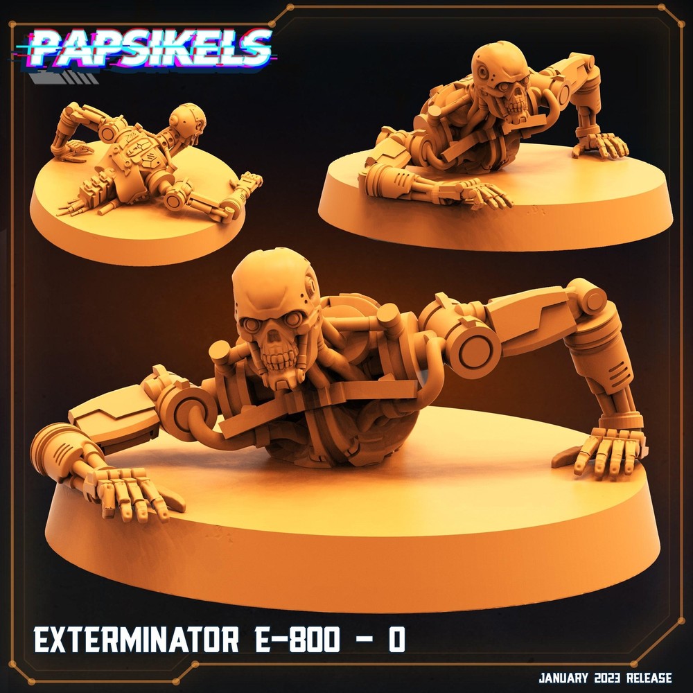3D Printed Papsikels Cyberpunk  Sci-Fi - Exterminator E 800 O - 28mm 32mm