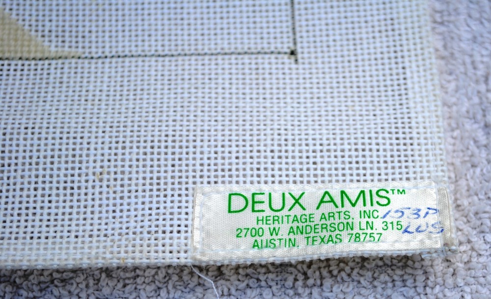 Vtg Deux Amis Iris Bell Pull? Needlepoint Canvas 153P Yarn Stitching started