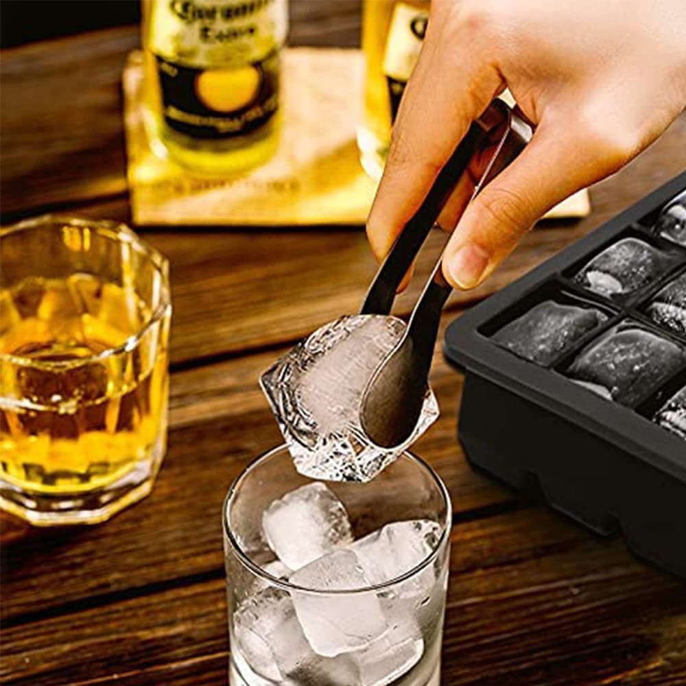 2 Pack 15-Cavity Silicone Ice Cube Trays Square Ice Cube Molds with Lids