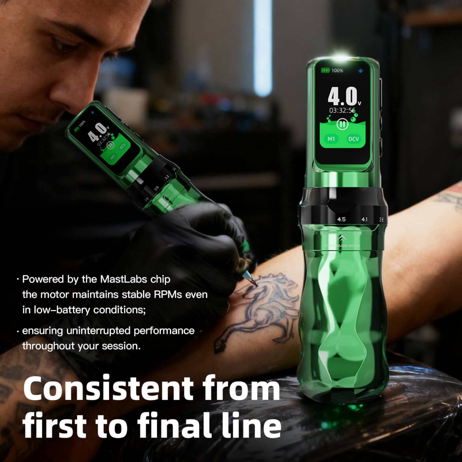 Fold Pro Year of the Horse Edition Wireless Tattoo Pen Machine 2.5-4.5mm 7 Adjus