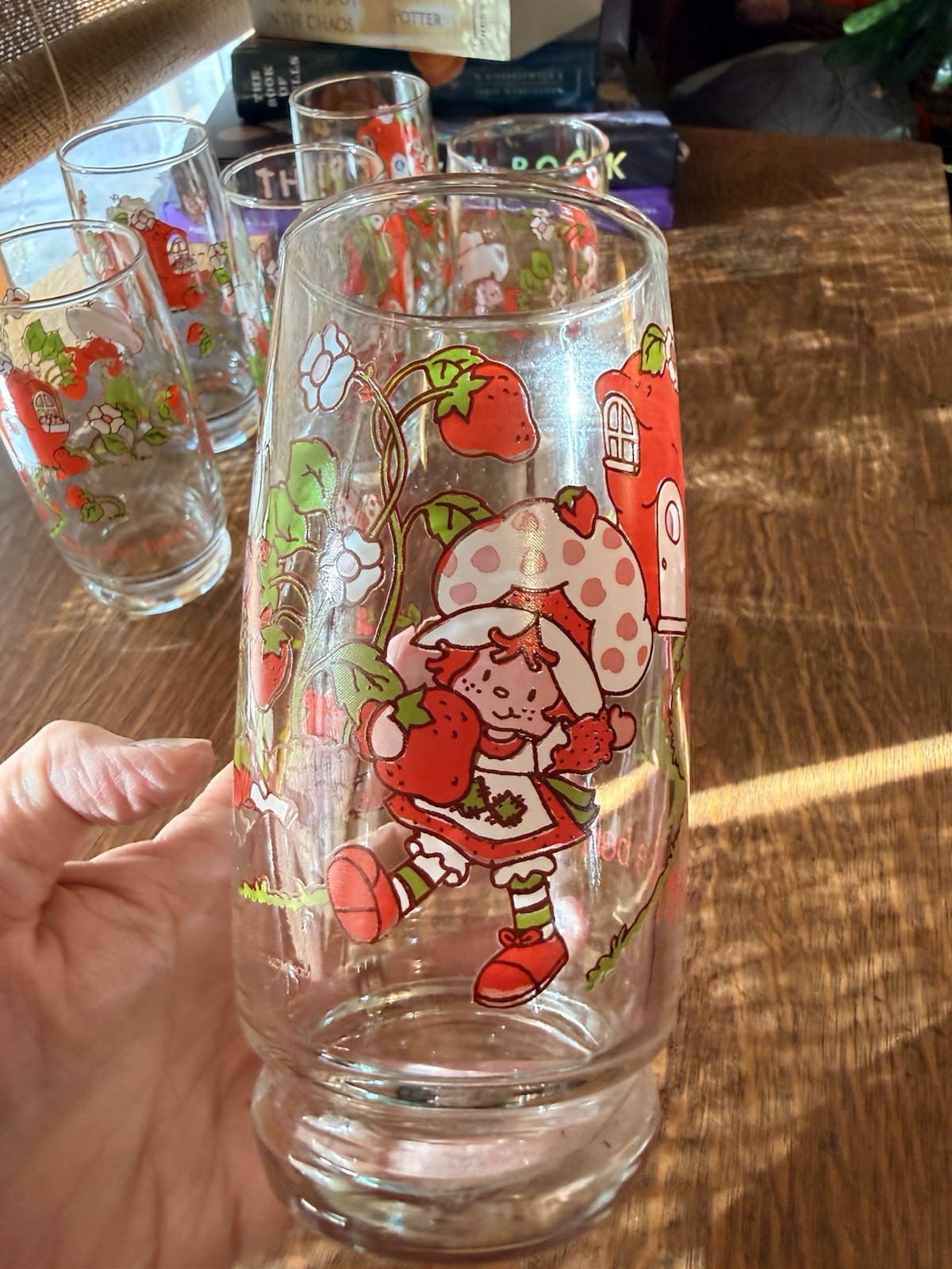 Set of 6 Vintage STRAWBERRY SHORTCAKE American Greetings 16oz Tumblers Glasses
