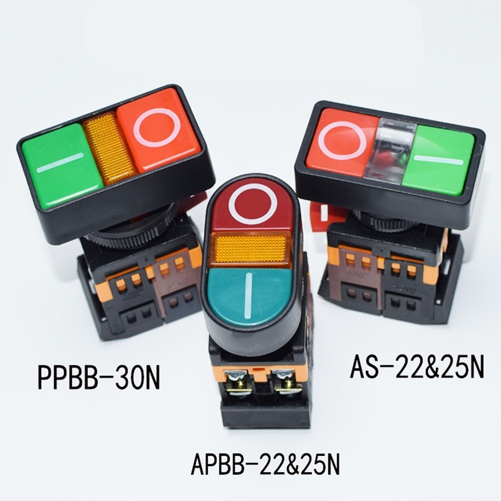 Pushbutton Switch with Red Green Dual Buttons and Indicator IP40 Rated