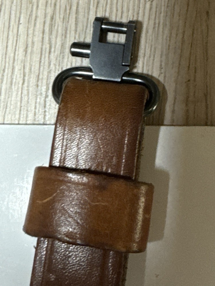 Genuine leather adjustable rifle sling, brown