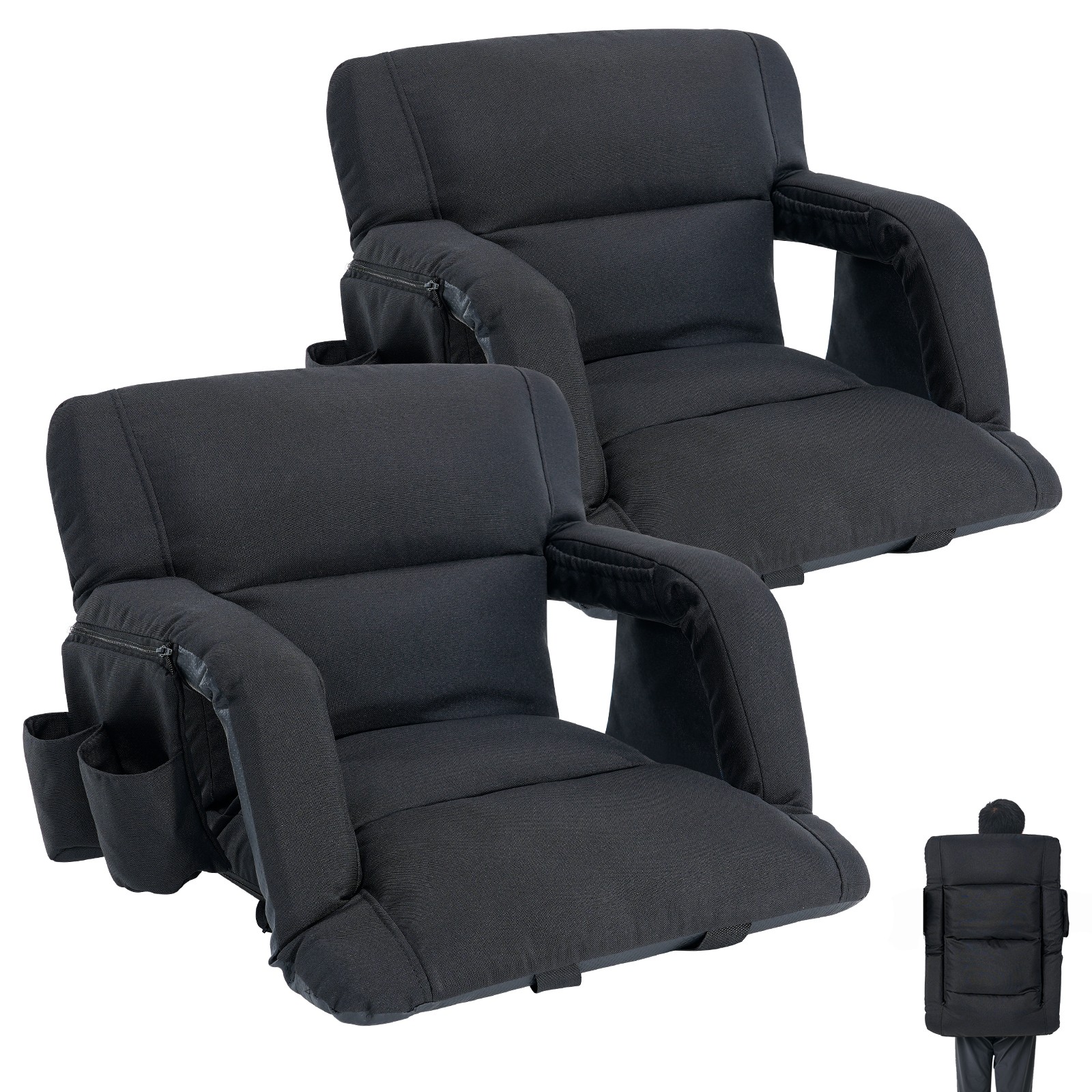 NAIZEA 2Pack Stadium Seats for Bleachers With Back Support 6 Reclining Positions