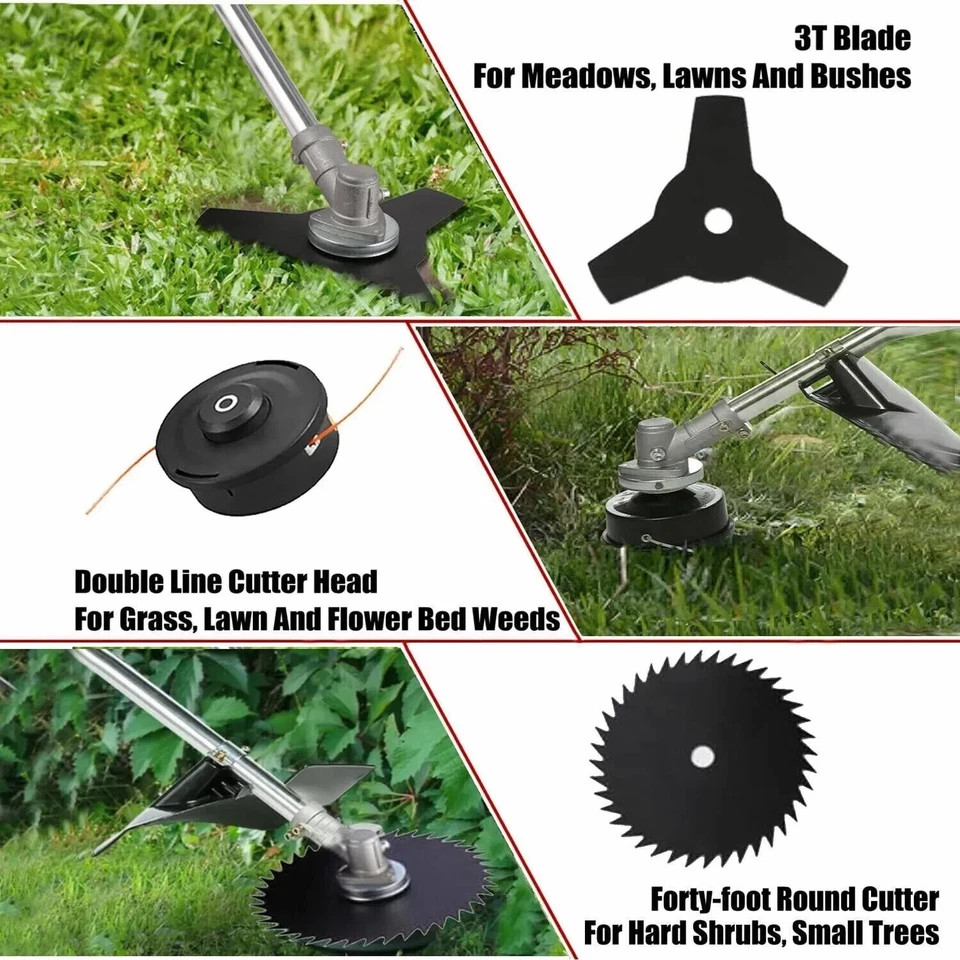 58cc 4 in 1 Brush Cutter 2-Stroke Weed Eater Wacker Gas Powered String Trimmer💚