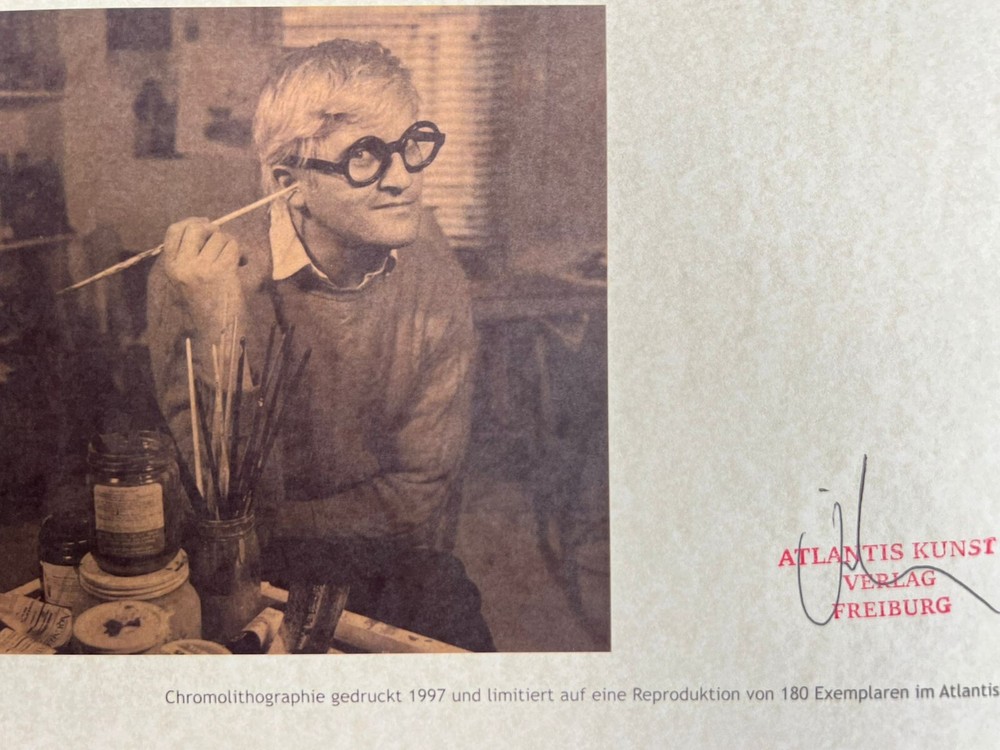 David Hockney Lithograph Handmade COA Original Signed Op Numbered In Pencil