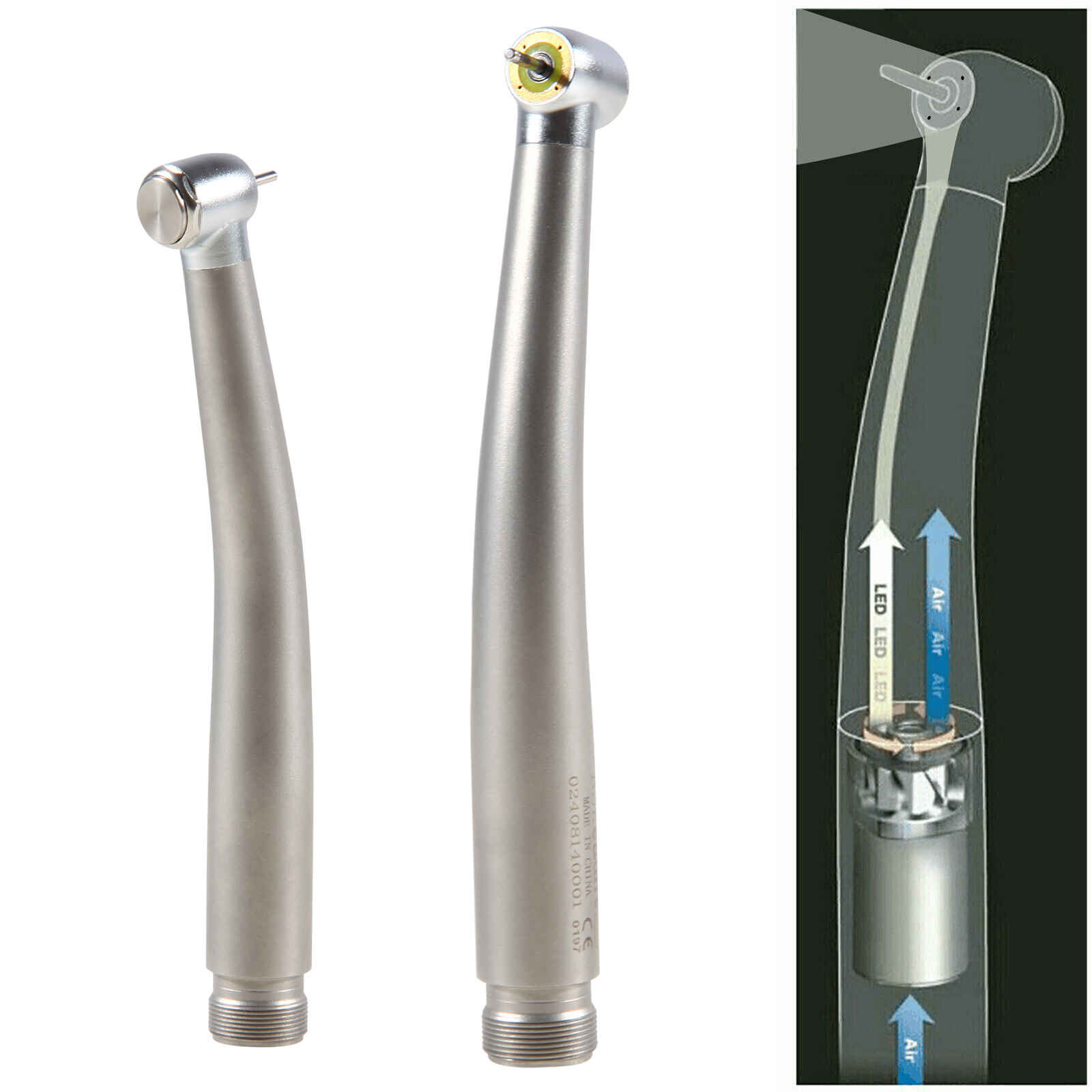 Dental LED High Speed Handpiece Shadowless E-Generator Air Turbine Handpiece 2/4