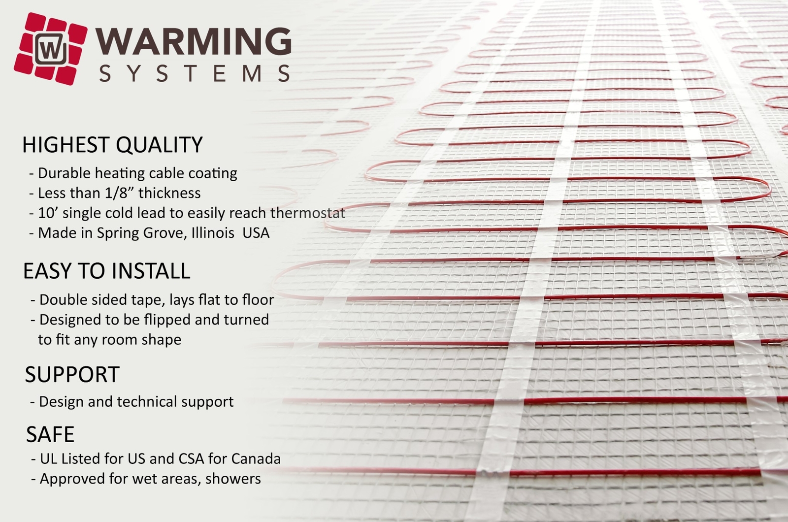 Electric Tile Radiant Warm Floor Heat Heated Kit, Mat with Prog Thermostat 120 V