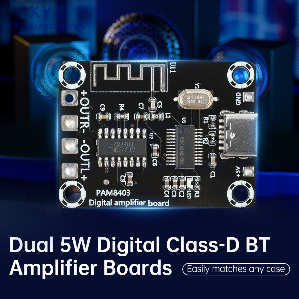Type-C Mini PAM8403 Bluetooth Digital Power Amplifier Board 5W+5W For Class D