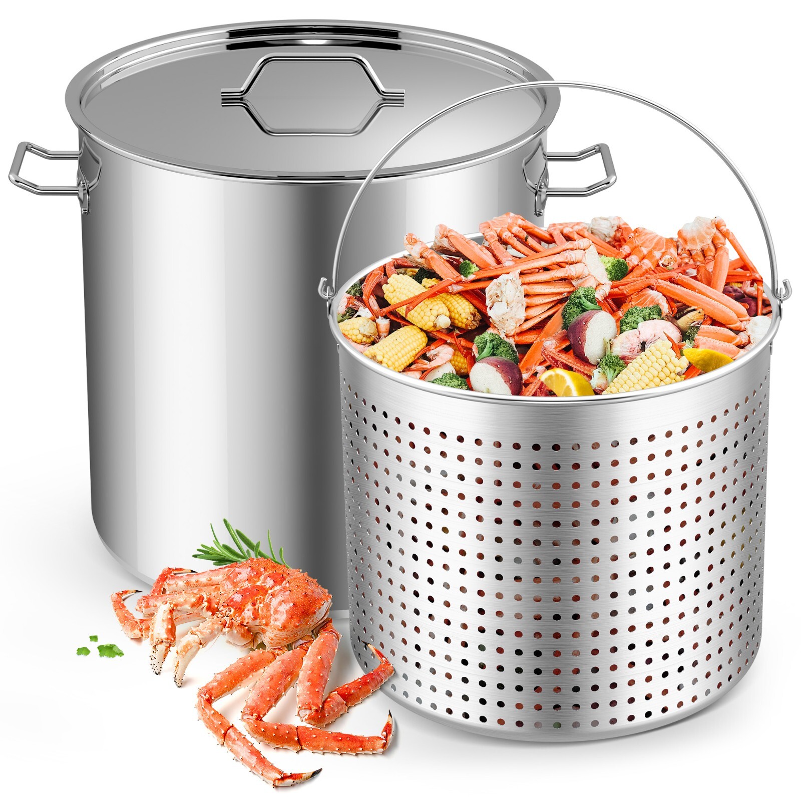 Commercial 64-100qt Crawfish Boil Stock Pot Stainless Steel Turkey Fryer