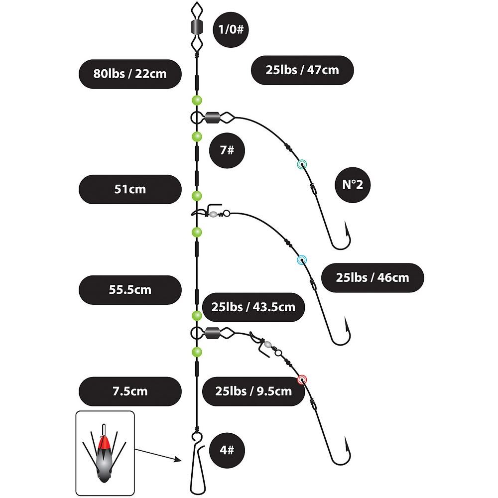 Greys Shore Loop Rig 3 Hook Size 2