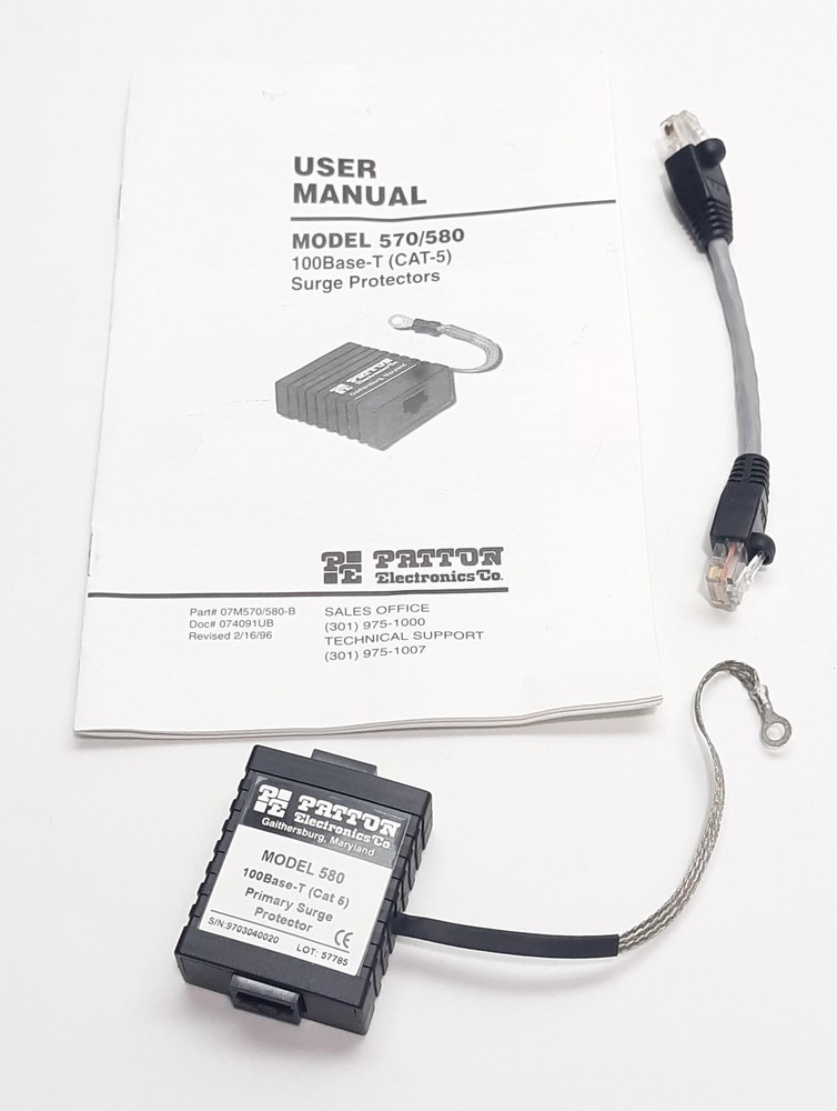 Patton Electronics 100BASE-T Primary Surge Protector Model 570/580