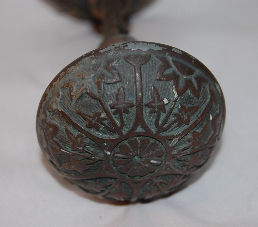 Antique Ornate Cast Brass Eastlake Front Door Knobs