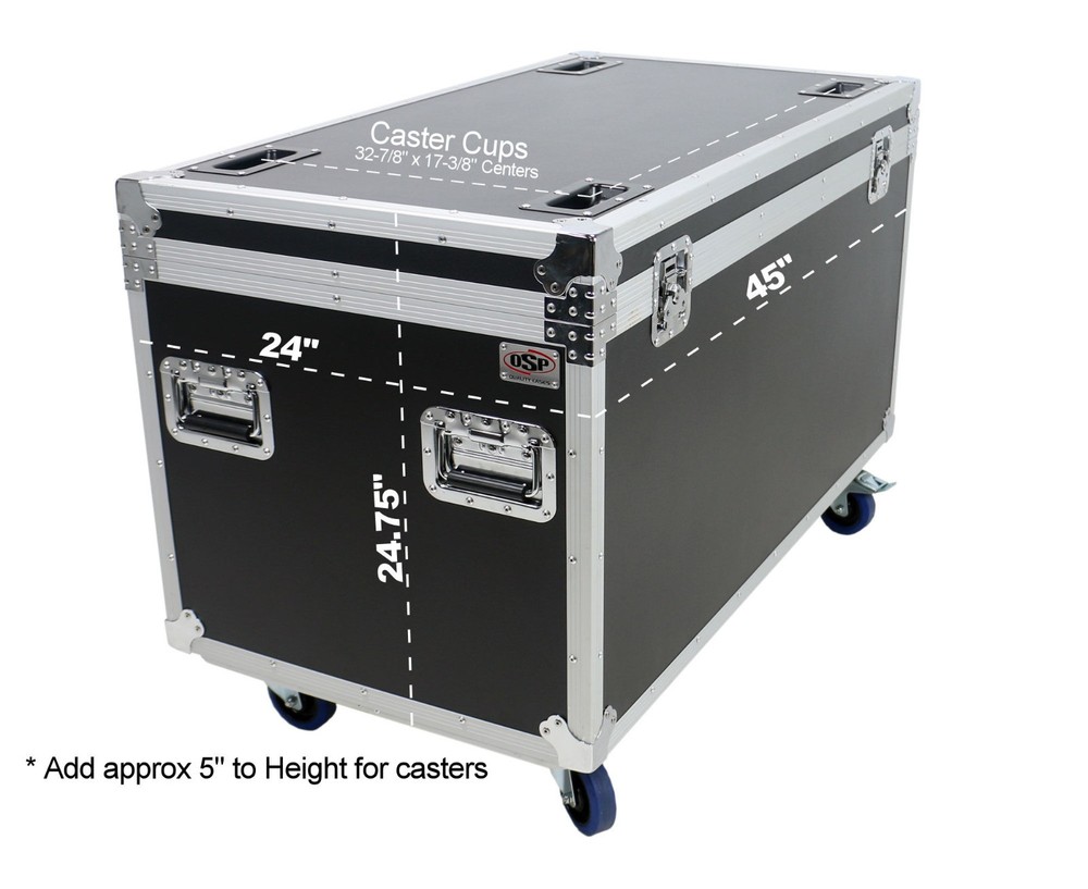 OSP Utility ATA Road Case 45" Trunk Case 4" wheels - Rubber Lined