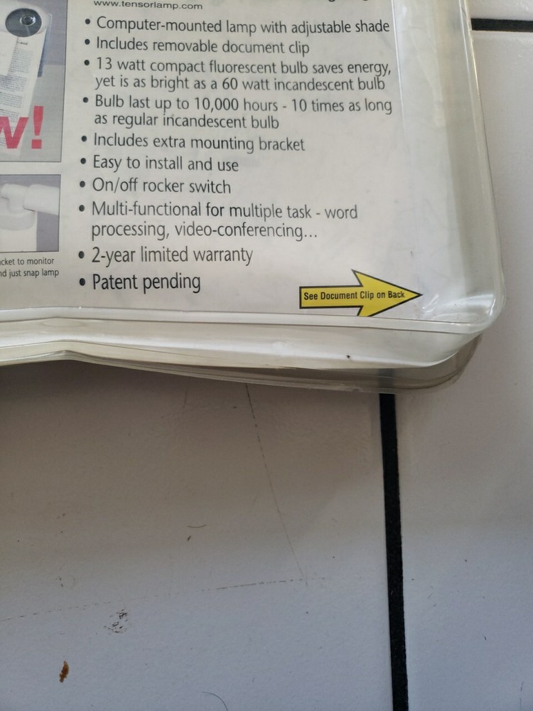 Tensor Computer Lamp Model CL2-64 NEW UNOPENED Dmg Package Only. Cool Gray