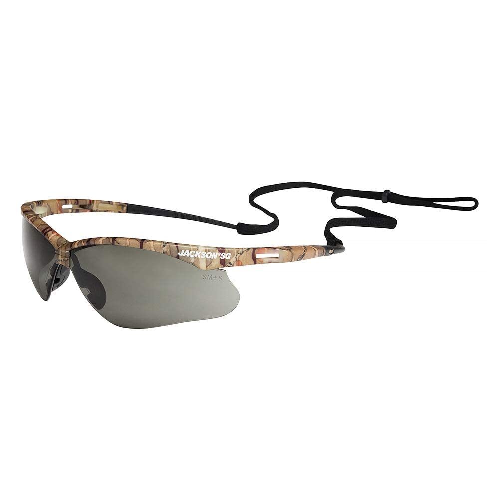 JACKSON SG 50015 Safety Glasses Universal Size Smoke Lens Camo Frames