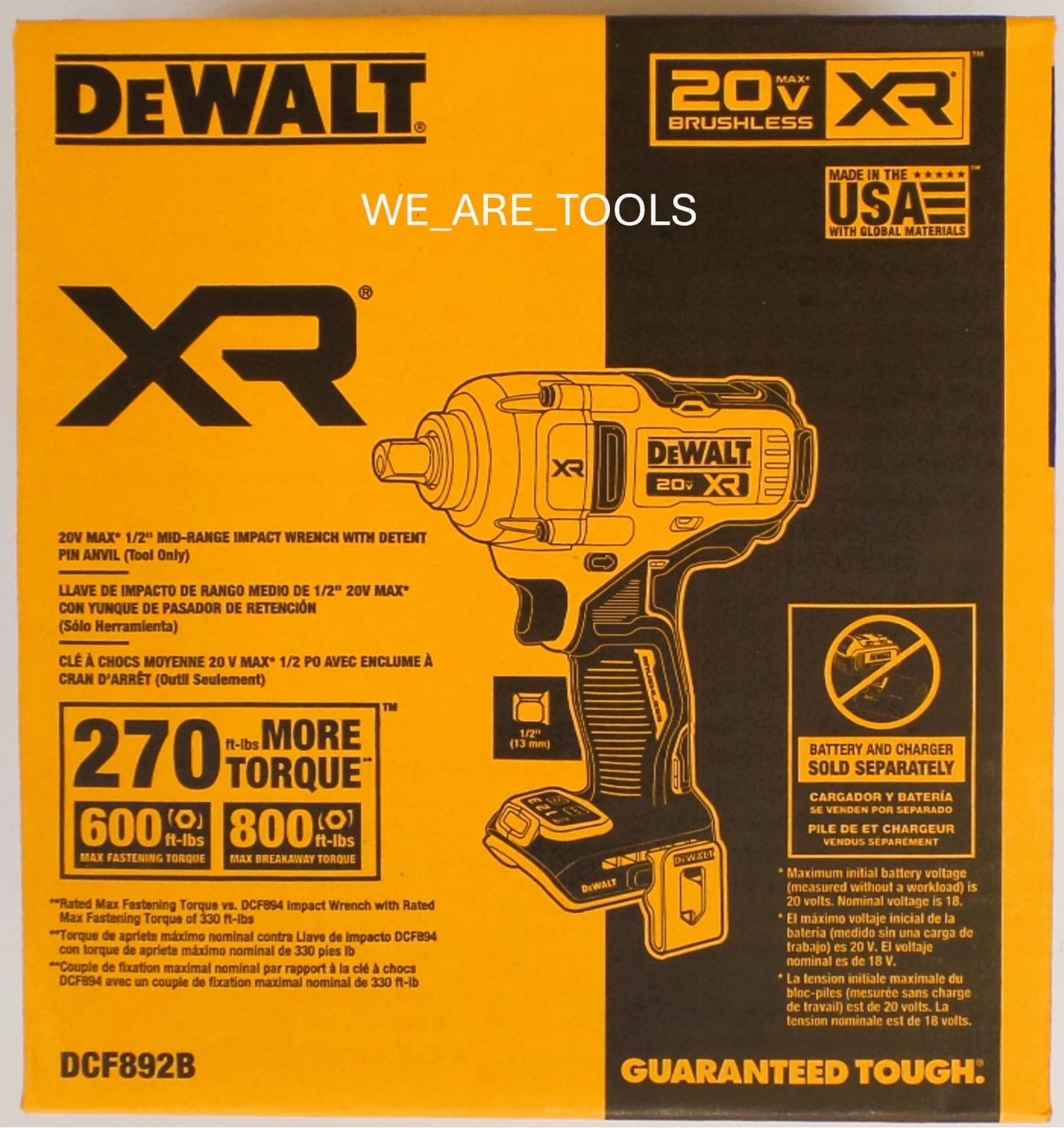 Dewalt DCF892B 20V MAX 1/2" Mid-Range Impact Wrench with Detent Pin