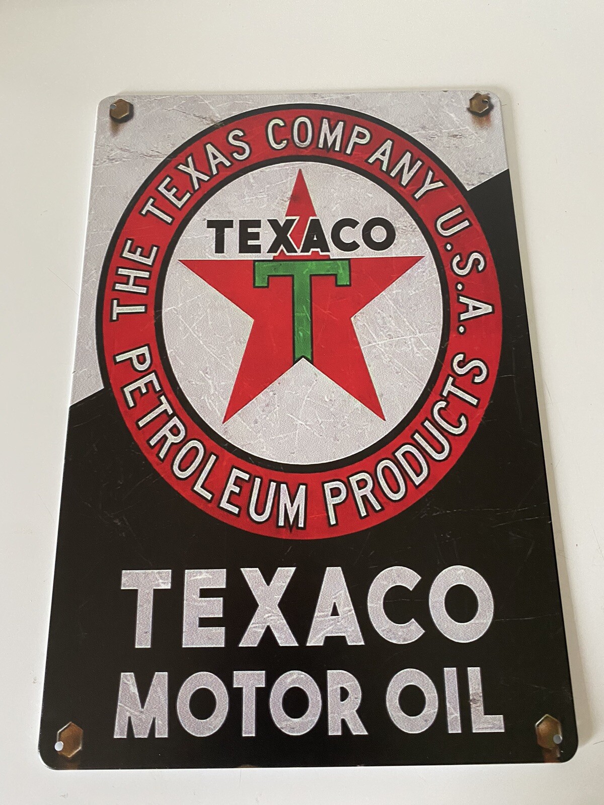 Texaco Motor Oil Sign - The Texas Company - Petroleum Gas & Oil Vintage Style