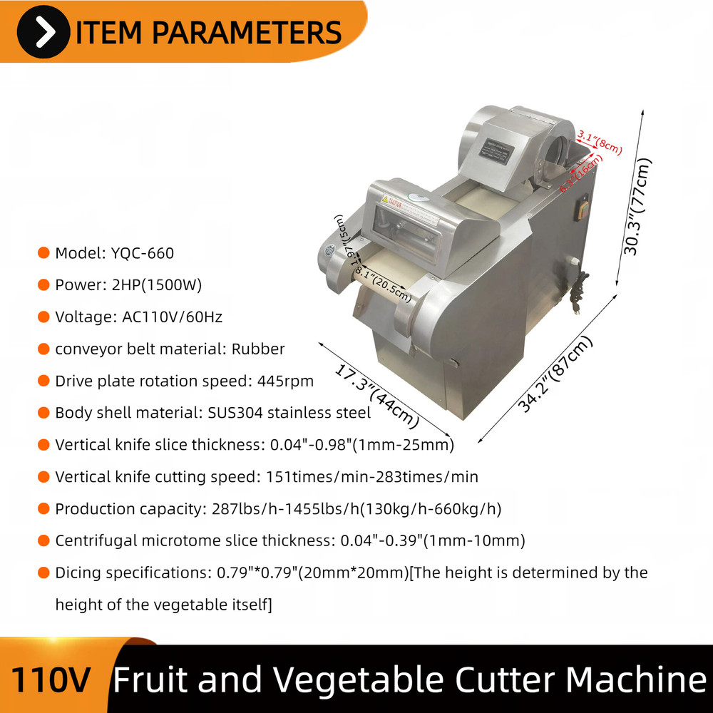 Automatic Fruit & Vegetable Cutter Dicing Machine 110V with Dicing Blade
