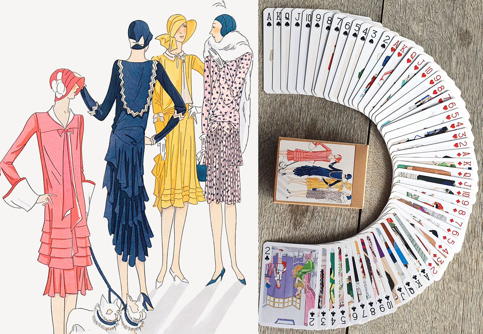 Playing Cards (Poker Deck 54 Cards) ART DECO FASHION Vintage Clothing Art 129