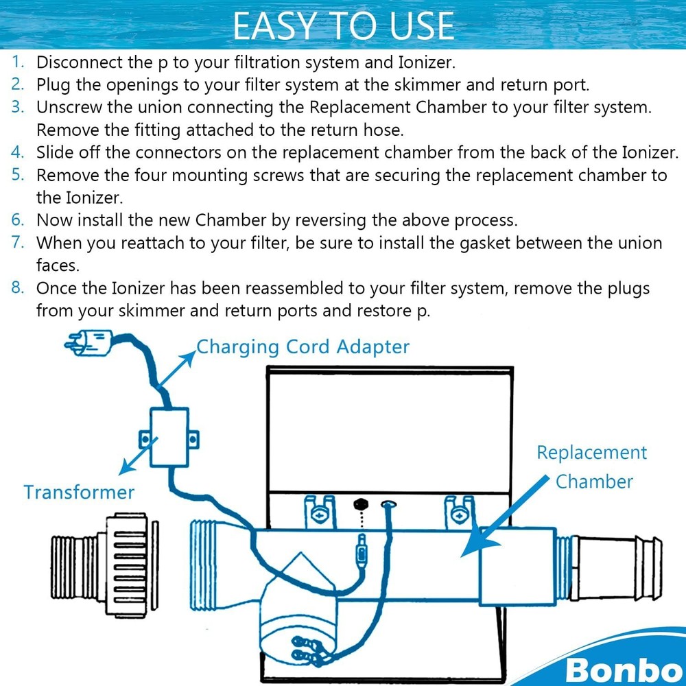 4CH4002R Power Ionizer Pool Replacement Chamber & 460304 Ionizer Transformer Kit
