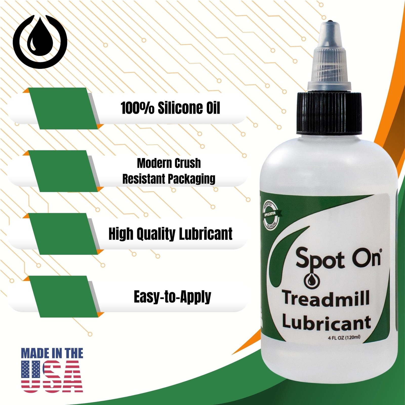 Premium Treadmill Belt Lubricant - Made in The USA - Patented 4 ounce, clear