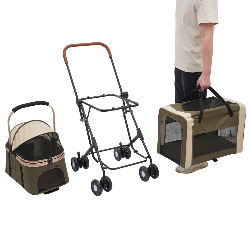 2-Tiers Small & Medium Dogs Stroller Dog & Cat Stroller Foldable Pet Stroller