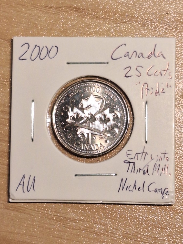 2000 Canada 25 Cents Maple Leaf Entry Into The Third Millennium Special Design